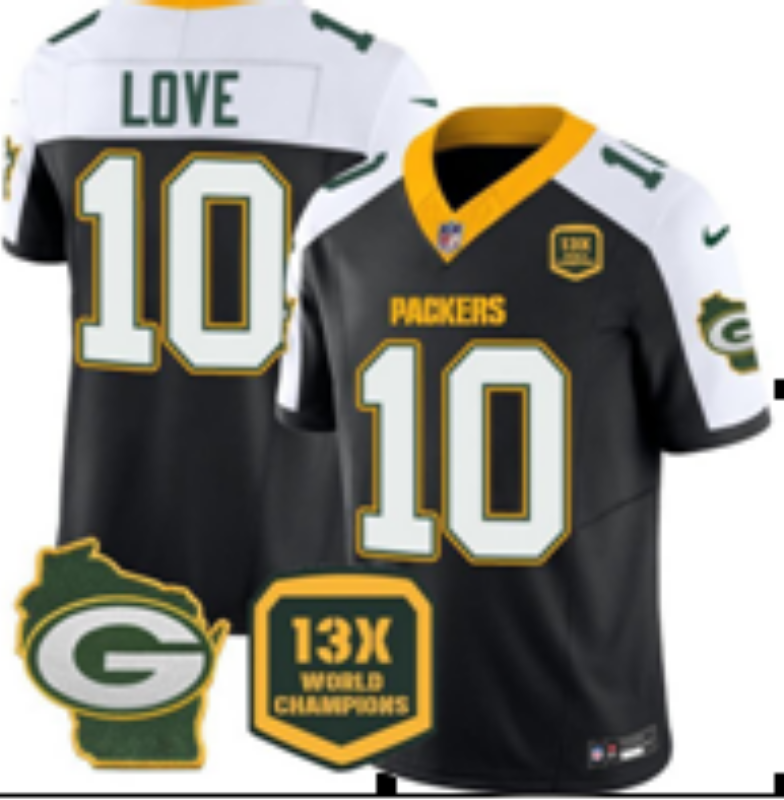 Men Green Bay Packers #10 Love Black 2025 Nike Limited NFL Jersey001